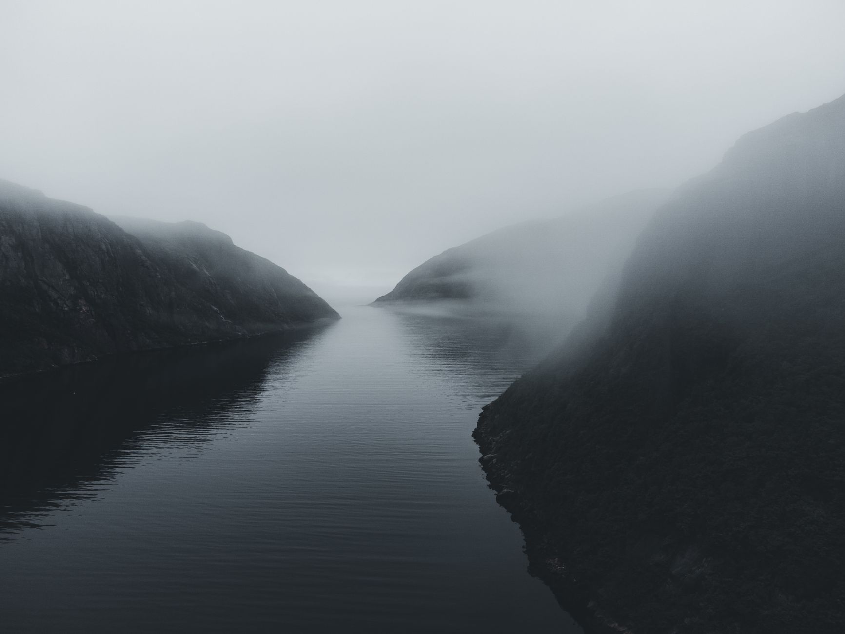 Tranquil Scandinavian fjord landscape at dawn
