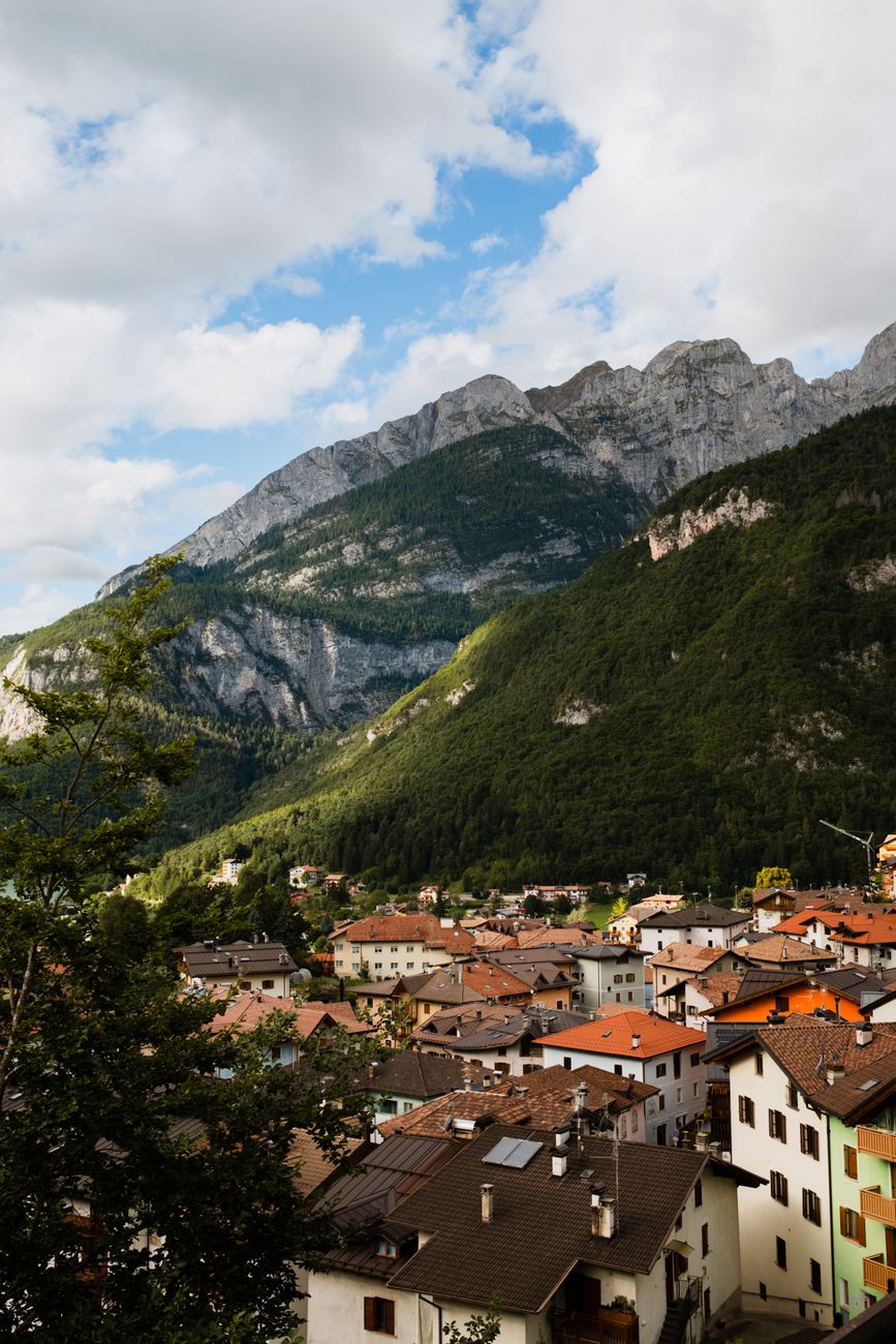 Dolomites mountain valley alpine lodge